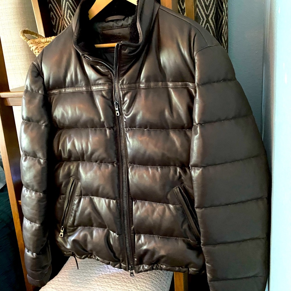 Men’s Coach Leather Puff Bomber Jacket